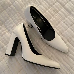 NWOT Balenciaga White Rectangular Heels